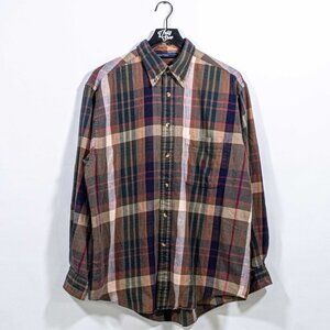 Nautica Boat Plaid Button Down Shirt Large VTG 90s Streetwear Hip Hop Grunge